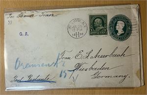 USA Oppfrankert helsak 1898 til Tyskland + FDC 1929 Battle of Fallen Timbers