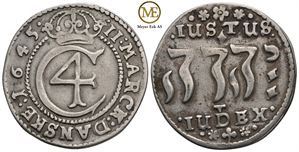2 mark 1645 Chritian IV. Kv.1+