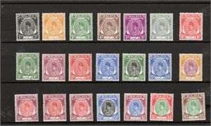 MALAYA – PERLIS. 1951–55, SG 7–27**  komplett postfrisk serie om 21 märken 1c–$5. (SG £190++)