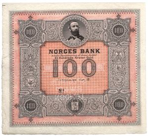 100 kroner 1876-77 Oscar II Specimen. Kv.0/01