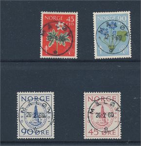 Nk 479-82 o. Sanitet og Vitenskap, begge serier prakt/lux stemplet "MÅLØY" første dag