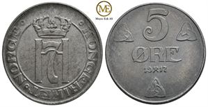 5 øre 1917 Haakon VII. Kv.0