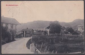 Krokstadelven (Drammen Kortforlag) st. Krokstadelven 1908.  Noen brekker i kortet!