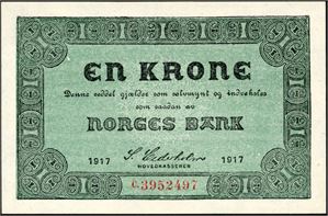 1 krone 1917, serie C.3952497. 0