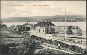 Utsikt fra Skullerud. Hotel mot JernbstStemplet "Hemnes i Høland" i 1917. K-1