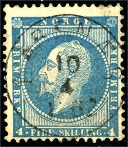 4. 4 skilling Oscar, rettvendt stemplet "Larsnæs 10.4.1862" (MR, 8 pkt).