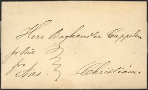 Komplett brev, datert "Aas den 8.de Juni 1863" til Christiania, med påskrift "pr Bud fra Aas".