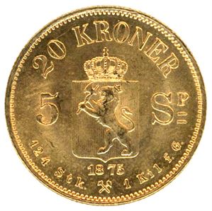 20 kr/5 Sp 1875 i gull. 01