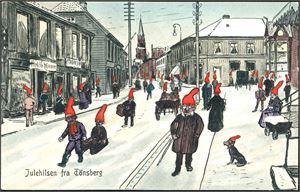 Julehilsen fra Tønsberg. Brukt i 1909. K-1