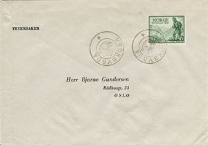 Kronet Posthorn KROKBYGDA (MR / 5) Pene avtrykk på trykksakbrev frankert med NK 360