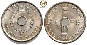 1 krone 1950 Haakon VII. Prakt eksemplar.