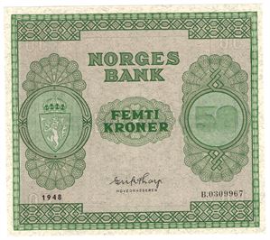 50 kroner 1948 B.0309967. Kv.0