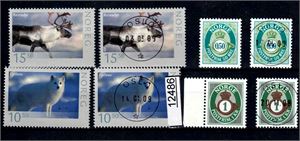 Nk 1611 og 1719 i ny trykning postfriskt og stemplet + samme på 50øre og 1kr posthorn
