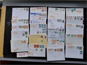 BUSKERUD-REKBREV (1 Jevnaker) 20 forskjellige stempler. Blandet kvalitet