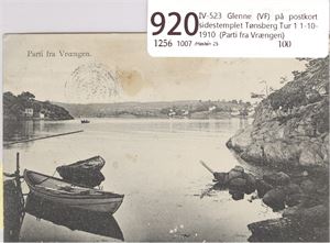 IV-523 Glenne (VF) på postkort sidestemplet Tønsberg Tur 1 1-10-1910  (Parti fra Vrængen)