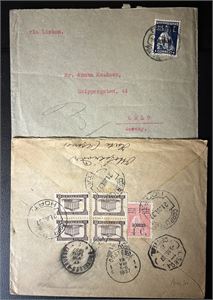 PORTUGAL/ACORES Brev til Oslo 1927 og Belgia 1937. Det ene med portugisisk frimerke