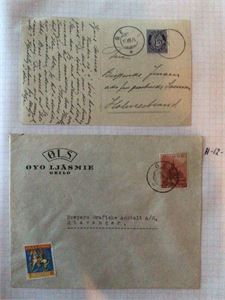 Samling Buskerud på brev. 80 brev/kort med ulike stempler.  Bl.a. mange I-rings, Håndskrevet Haugsund 1852, Banko, Rek, Prov. Stempel.  Mm.  Fin samling i Leuchtturm album
