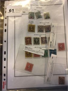 Sarawak.  Samling på tre albumsider 1871-1923 stemplet / *  Bla. 23a 1c on 3c med variant uten punkt. Etter Cent   Fin liten samling