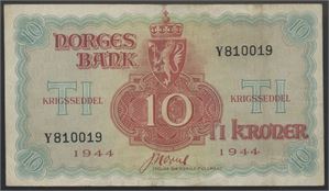 10 Kroner 1944 Y London Kv 1+*