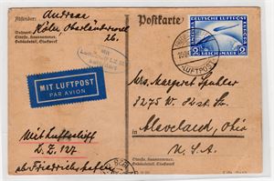 TYSKLAND två Zeppelin försändelser till USA, frankerade med 2 resp. 4 RM