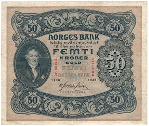 50 kroner 1938 B.6105146. Kv.1