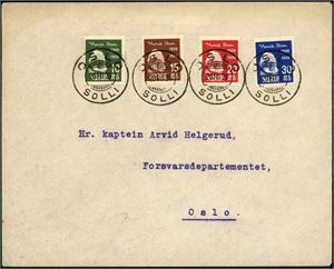159/62. Ibsen i komplett serie på konvolutt, stemplet "Oslo Solli 20.3.28". (3.700,-).