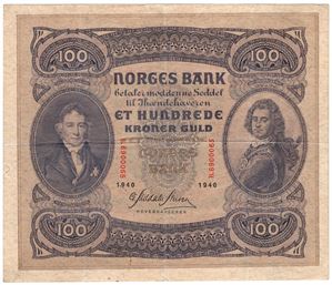 100 kroner 1940 B.6900065. Kv.1