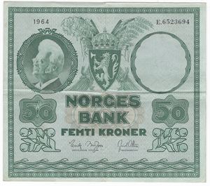 50 kroner 1964 E.6523694. Kv.1/1+