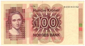 100 kroner 1979 HO. Erstatningsseddel. Kv.01