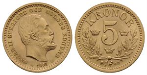 5 kronor 1901 Oscar II. Kv.0
