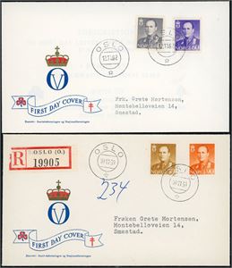 Samling Norske FDC fra ca 1938 til 1968 i album. Bl.a. Turistmerker (20.4.38) og noen Olav-øremerker.