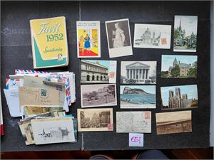 POSTKORT Bunke eldre og nyere, noen brev diverse land og Facit Special 1952