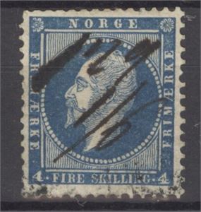 NK 4 Håndannulert 129, 1/5 (Hougsund) på 4 skill. Oscar