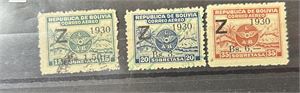 BOLIVIA o/x Mi 185-87, komplett serie Zeppelin 1930 (€ 350)
