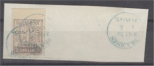 Drammen bypost I nr 5 på BREVSTYKKE stemplet med enringsstempel DRAMMEN BYPOST 30.11.70 4 E i grønnblått.  Attest NF:  "Frimerket og stempelt er ekte"