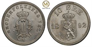 10 øre 1892 Oscar II. Kv.0