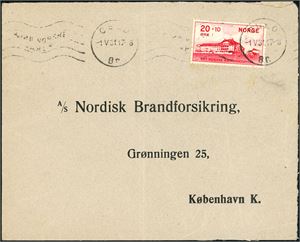 184. Radiumhospitalet på konvolutt, maskinstemplet "Oslo 1.5.31" og sendt til Danmark. Attest Aune.