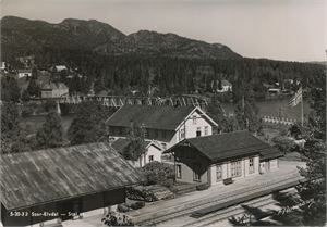 Postkort jernbane STAI stasjon (HE) A6 s/h (Normann 5-20-33) brukt 1949, frimerke fjernet