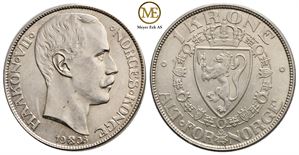 1 krone 1908 p/p Haakon VII. Kv.0