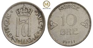 10 øre 1911 Haakon VII. Kv.1+/01