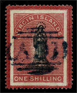 Br. Kolonier VIRGIN 21. one schilling  1/- 1868, pen (£ 180)