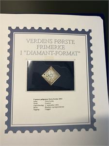 Verdens første frimerke i diamantformat sølv