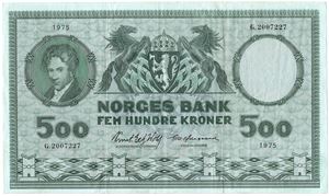 500 kroner 1975 G.2007227 erstatningsseddel. Kv.1+