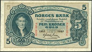 5 kroner 1937, serie P.2919376.1/1+