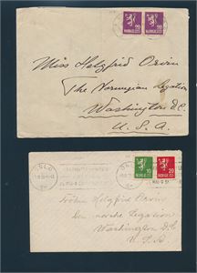 KONSULATPOST 2 brev sendt til ansatt ved Den norske Legation, Washington DC 1928/30. GI BUD!
