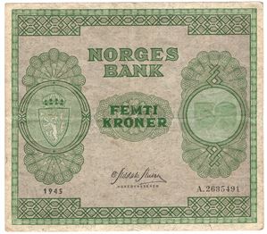 50 kroner 1945 A.2635491. Kv.1/1+