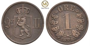 1 øre 1885 Oscar II. Kv.1