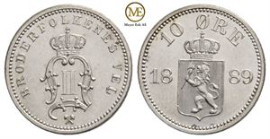 10 øre 1889 Oscar II. Kv.0