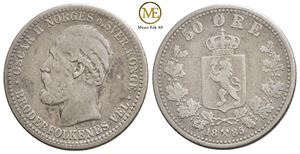 50 øre 1885 Oscar II. Kv.1