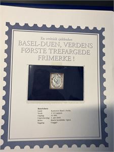 Basel Duen verdens første trefargede frimerke sølv